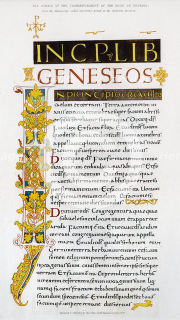 Facsimile of the commencement of the Book of Genesis, 1840. Artist: Unknown