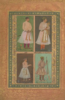 Four Portraits: (upper left) A Raja (Perhaps Raja Sarang Rao), by Balchand..., ca. 1610-15. Creators: Balchand, Daulat, Murad.