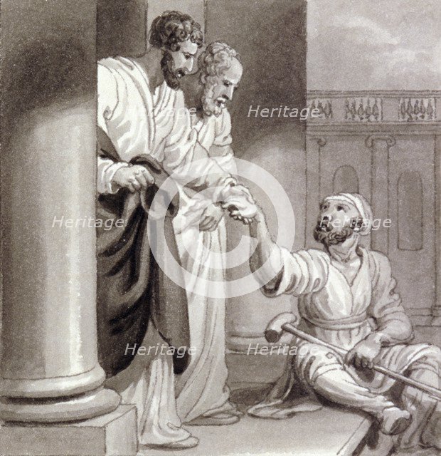 'Peter and John with the Beggar at the Beautiful Gate', c1810-c1844.   Artist: Henry Corbould 