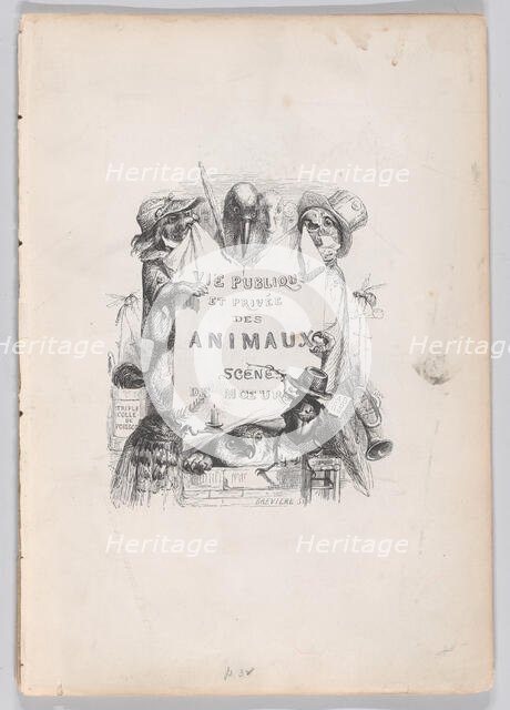 Private and Public Life of Animals; Scenes of Customs, ca. 1837-47. Creator: Louis-Henri Brevière.