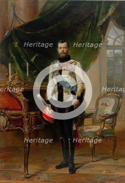 Portrait of Emperor Nicholas II (1868-1918), 1896. Artist: Liphart, Ernest Karlovich (1847-1932)