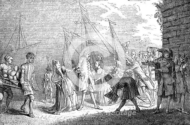 'The Landing of Senesino', 1720. Artist: Unknown