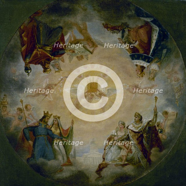 Esquisse pour le Panthéon (église Sainte-Geneviève) : Gloire des dynasties royales et..., c.1812. Creator: Antoine-Jean Gros.