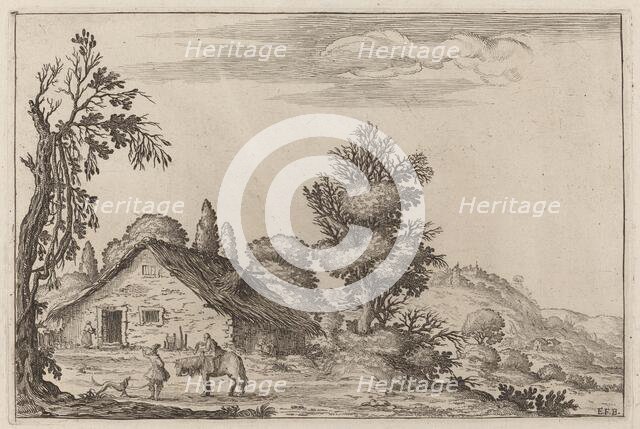 Landscape with a Traveler before a Cottage, 1638. Creator: Ercole Bazicaluva.