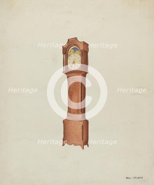 Shaker Tall Clock, c. 1937. Creator: William Paul Childers.