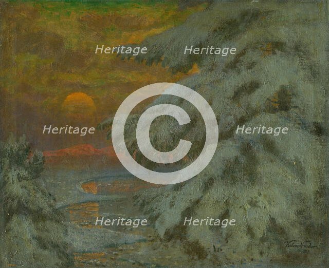 Sunset in winter, 1917. Creator: Ferdinand Katona.