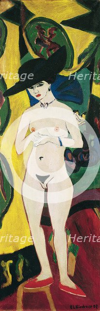 Standing Nude with Hat. Artist: Kirchner, Ernst Ludwig (1880-1938)