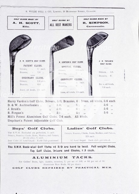 Golf Clubs from a catalogue. Artist: Unknown