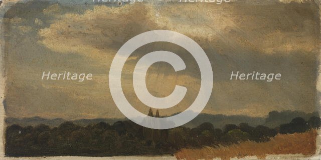 High sky above the landscape, exercise, 1854. Creator: Werner Holmberg.