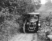 Austin 12/4 Windsor saloon taking part in the North West London Motor Club Trial, 1 June 1929. Artist: Bill Brunell.