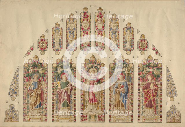 Design for a Multi-paned Stained-glass Window, Church of the Divine Paternity, New York, ca.1898. Creator: Clayton and Bell.