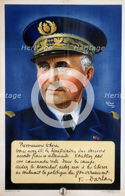 Admiral Darlan, Vichy French propaganda poster, c1940-1942. Artist: Roland Coudon