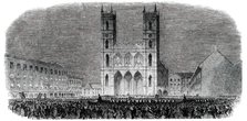 Torch-Light Procession in the Place d'Armes, at Montreal, 1850. Creator: Unknown.