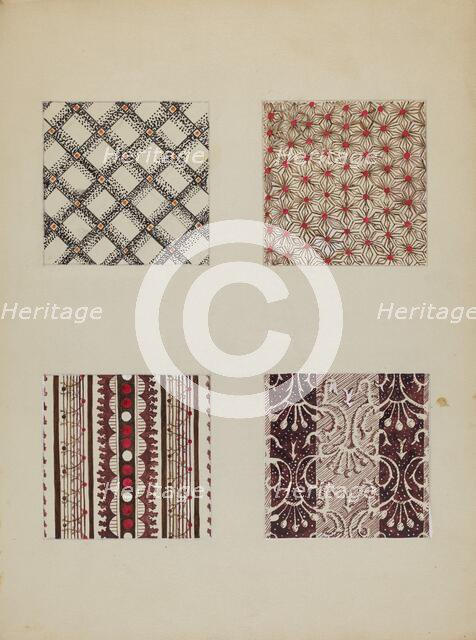 Materials from Quilt, c. 1937. Creator: Katherine Hastings.