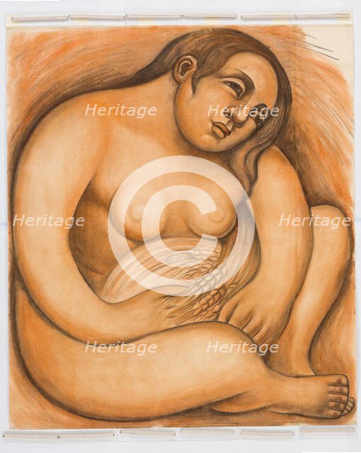 Woman Holding Grain, 1932. Creator: Diego Rivera.