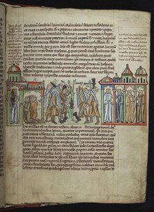 Bernard of Clairvaux sending monks to daughter houses, Cistercian monks, 1249-1250. Creator: Anonymous.