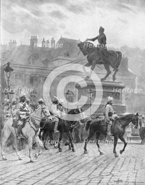 'Les contingents de l'Inde en France; A Orleans, des Lanciers du Bengale', 1914. Creator: J Simont.