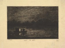 Night Voyage, from the series, Voyage en Bateau, 1861. Creator: Charles Francois Daubigny.