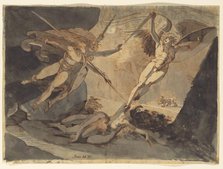 Satan Starts from the Touch of Ithuriel's Spear, 1776. Creator: Henry Fuseli (Swiss, 1741-1825).
