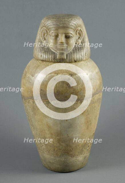 Canopic Jar with Human Head Lid, Egypt, Middle Kingdom, Dynasty 12 (about 1985-1773 BCE). Creator: Unknown.