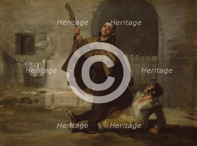 Friar Pedro Clubs El Maragato with the Butt of the Gun, c. 1806. Creator: Francisco Goya.