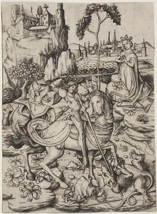 Saint George with the Stork's Nest, c. 1450. Creator: Master ES.