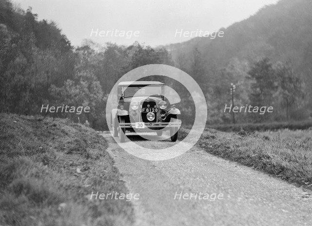 Ford Model A of EAL Midgely competing in the MCC Sporting Trial, 1930. Artist: Bill Brunell.