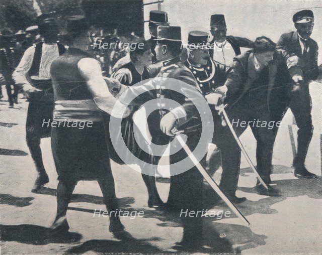 Arrest of Gavrilo Princip, assassin of Archduke Franz Ferdinand, 1914. Artist: Unknown