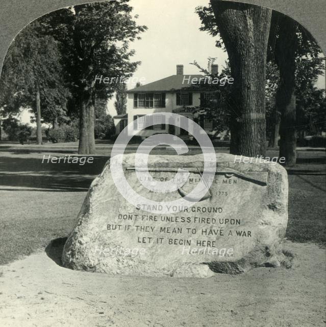 'Where the Revolutionary War Began, April 19, 1775 - the Town Common, Lexington, Mass.', c1930s. Creator: Unknown.