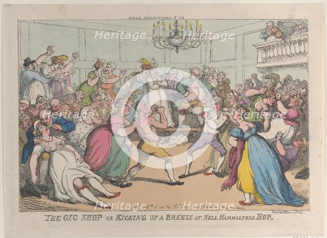 The Gig Shop or Kicking Up a Breeze at Nell Hammiltons Hop, February 16, 1811., February 16, 1811. Creator: Thomas Rowlandson.