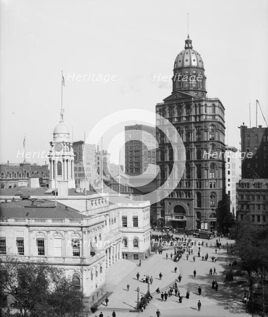 City Hall and World Building, New York., c1905. Creator: Unknown.
