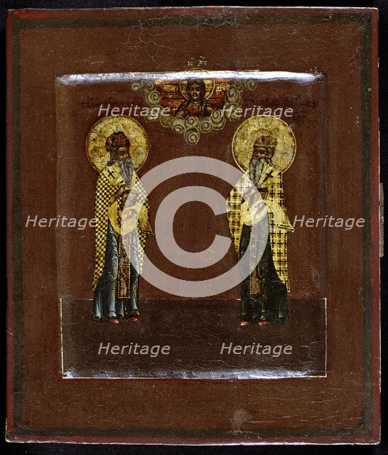 Saints Gurias of Kazan and Varsonofius of Tver, 17th century. Artist: Russian icon  