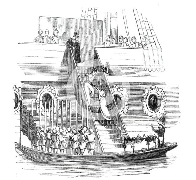 Her Majesty going on board the Royal George, 1842. Creator: Unknown.