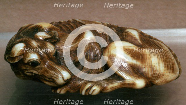 Japanese Netsuke of a dog, 19th century. Artist: Unknown