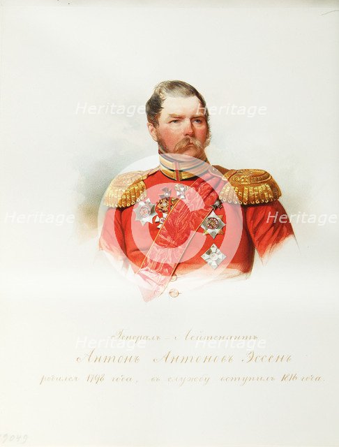 Portrait of General Anton Antonovich von Essen (1797-1863) (From the Album of the Imperial Horse Guards), 1846-1849. Artist: Hau (Gau), Vladimir Ivanovich (1816-1895)