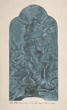 The Archangel Michael Banishing Vice, 1782. Creator: Franz Ludwig Hermann.