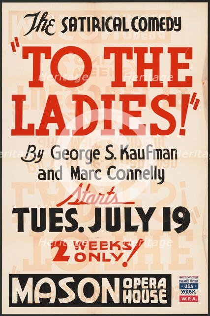 To the Ladies, Los Angeles, 1938. Creator: Unknown.