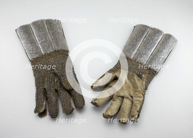 Pair of Dueling Gauntlets, Nuremberg, 1580/1600. Creator: Unknown.