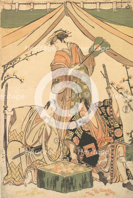 Scene of the Drama "Oakinai Hiru-ga-Koshima", 1784-85. Creator: Torii Kiyonaga.