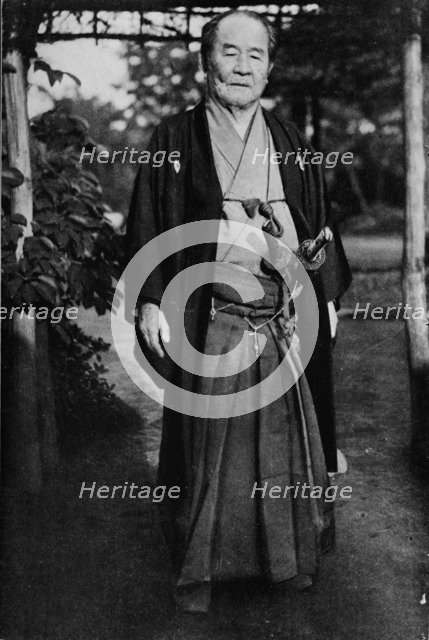 'Viscount Shibusawa, (1840-1931) wearing his samurai swords', c1900, (1921). Artist: Julian Leonard Street.
