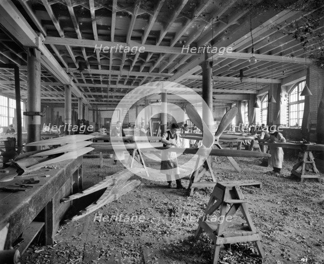 Aircraft manufacturing, Hampton & Sons Ltd works, 43 Belvedere Road, Lambeth, London, July 1916. Artist: H Bedford Lemere.