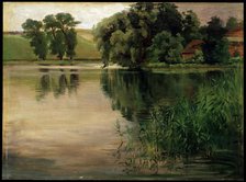 'At a Pond', c1870-1900. German painting. Artist: Heinrich Wilhelm Trubner