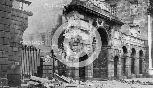 The Four Courts bombarded, Dublin, Ireland, July 1922 (1935). Artist: Unknown