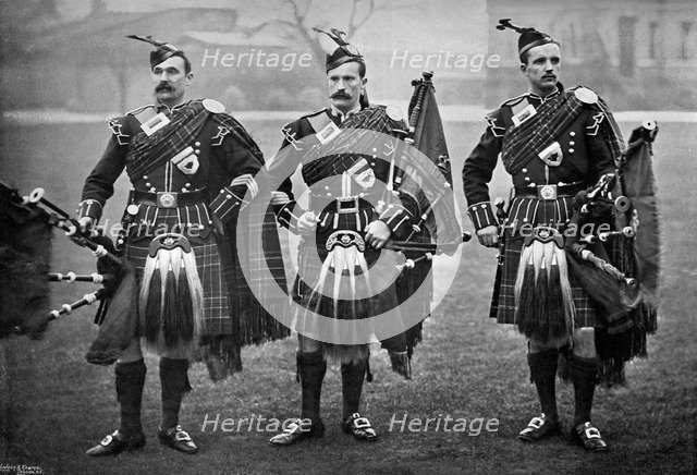 Pipers of the 1st Scots Guards, 1896.Artist: Gregory & Co