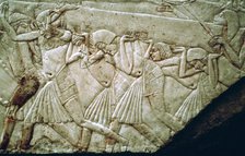 Egyptian relief of men moving a stone lintel. Artist: Unknown