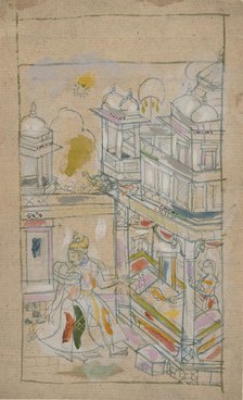 Lovers Returning to a Palace, late 18th century. Creator: Unknown.