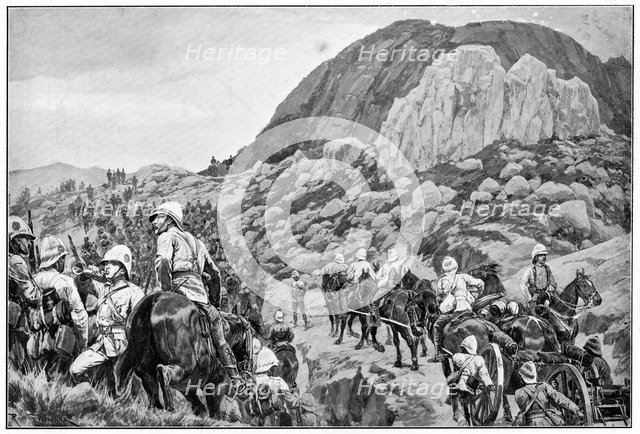 British artillery going to the attack on Spion Kop, 2nd Boer War, 24 January 1900. Artist: Richard Caton Woodville II