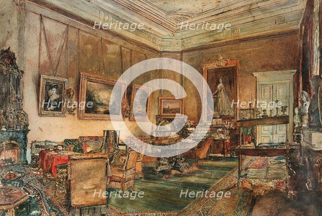 The study of Clemens Wenzel Lothar Prince Metternich in the house on Ballhausplatz in Vienna, 1879. Creator: Alt; Rudolf von (1812-1905).