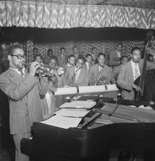 Portrait of Dizzy Gillespie, John Lewis, Cecil Payne, Miles Davis, and Ray Brown..., New York, 1946. Creator: William Paul Gottlieb.