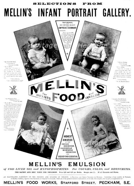 Advertisement for Mellin's Food for Infants and Invalids, 1895. Creator: Unknown.